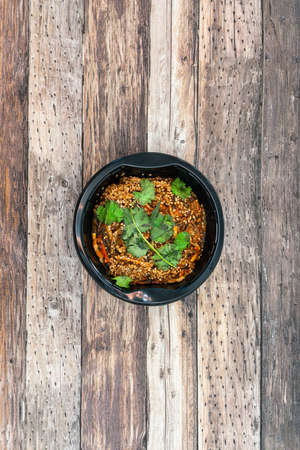 Korean Japchae recipe with chicken Sweet potato vermicelli, vegetablesの写真素材