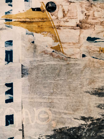 Old grunge ripped torn vintage posters creased crumpled paper surface texture background