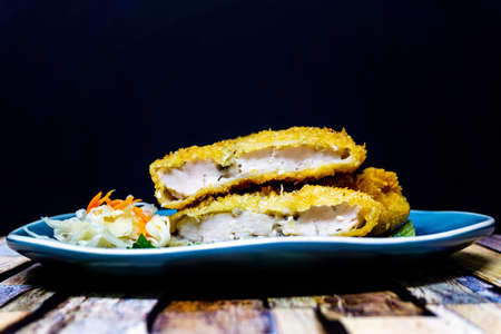 wiener schnitzel, veal cutlet and lemon, austrian cuisineの写真素材