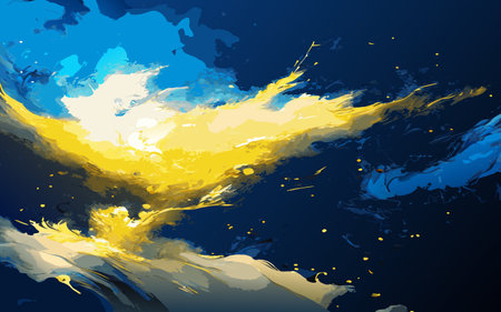 Abstract watercolor background with yellow and blue colors. Vector illustration.の素材