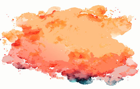 Abstract orange watercolor brush strokes on white background. Vector illustration.の素材