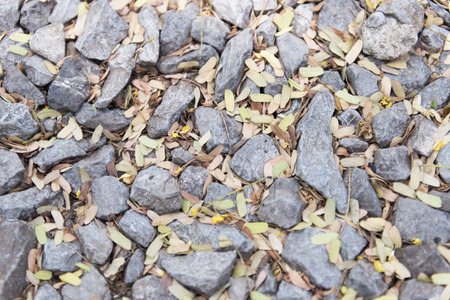 Pale of crushed stone isolated on white (gravel, pile, limestone)の写真素材