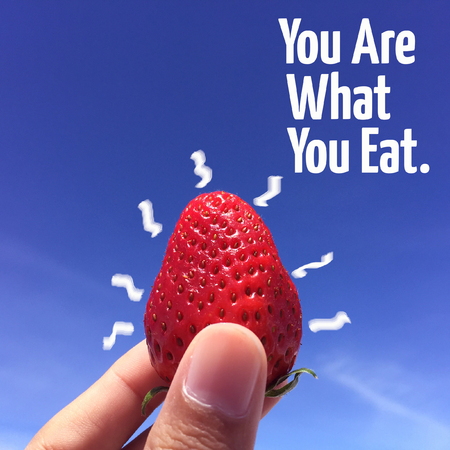 "you are what you eat" quote on blurred sky backgroundの写真素材