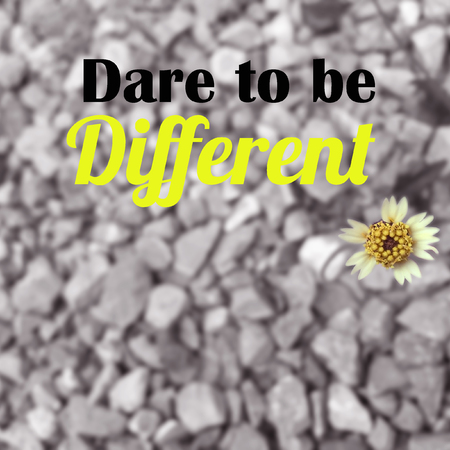 Inspirational quote "Dare to be different" on blurred backgroundの写真素材