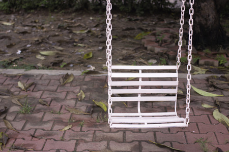 old abandon white swingの写真素材