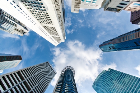 Look to the sky surrounded by skyscrapersのeditorial素材