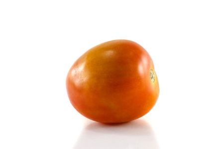 Ripe tomatoes isolated on whiteの写真素材