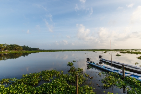 boat on lagoon at Thalaynoi, Phathalung Province, South of Thailand