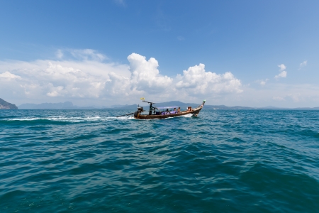 Long tail boat on tropical sea in Thailandのeditorial素材