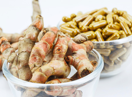 Turmeric (Curcuma longa L.) root and turmeric powder for alternative medicine ,spa products and food ingredient.の写真素材