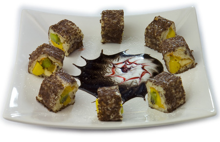 sweet food, dessert and ice cream served on white plateの写真素材