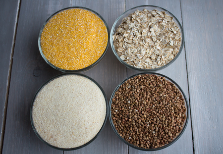 the corn wheat oat buckwheat porridgeの写真素材