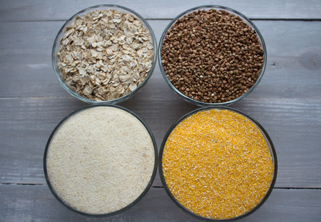 the corn wheat oat buckwheat porridgeの写真素材