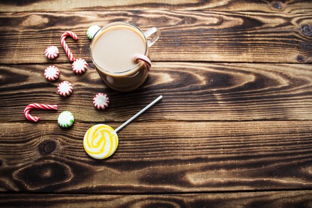 hot cocoa mint candy holidayの写真素材