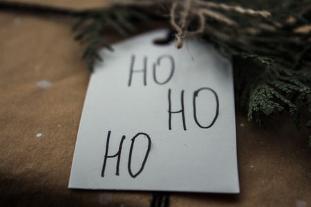 box with a gift near the window new yearの写真素材