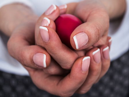 the girl with beautiful manicureの写真素材