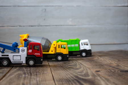 truck concrete mixer and tow truckの写真素材