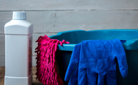 gloves for cleaning wash cloth rag cleanserの写真素材