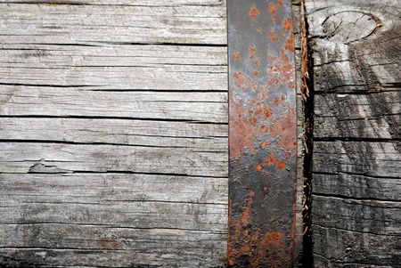 wood with rasted iron backgroundの写真素材