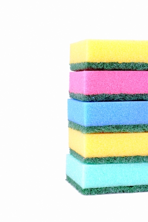 colorful sponge isolated on white backgroundの写真素材