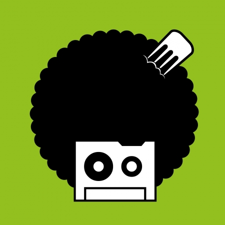 faccia da musicassetta con capelli afro anni ottantaのイラスト素材