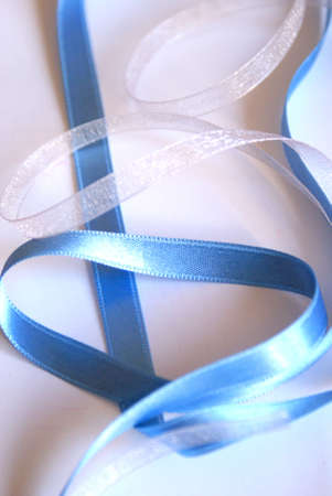 blue and white ribbonの写真素材