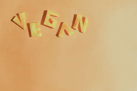 Text. Vegan. Veganism day concept. Background for design.の写真素材