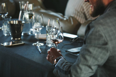 Blind tasting tournament at sommelier training, close upの写真素材