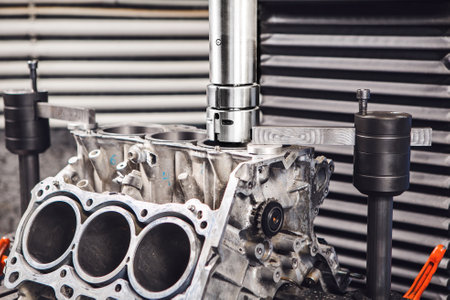 Service Boring under the piston after engine sleeve using machine with Computer Numerical Control....