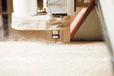 Machine with computer numerical control for cutting wood with various router bits.