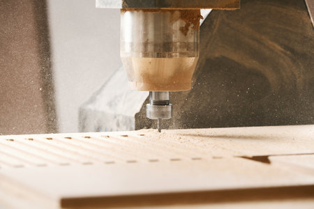Cutting wood using a machine with numerical control. Cnc tool.