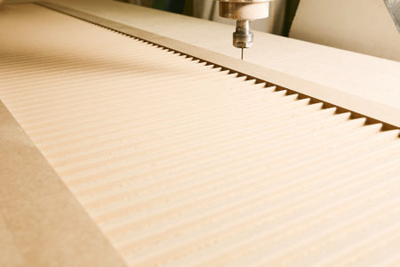 CNC router machine creates a layout of the shelf complex.