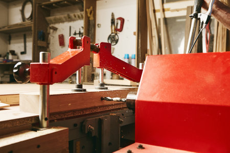 Milling machine cuts a hole for locks, hinges and keyholes.