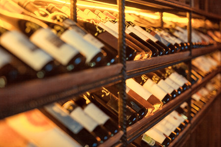 Wine rack with organized glowing display