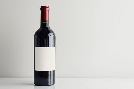 Glossy Red Wine Bottle with White Label Mockupの素材