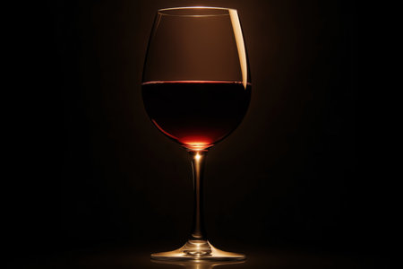 Elegant glass of red wine with dramatic lightingの素材