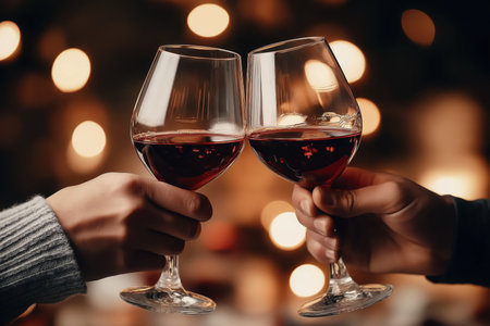 Romantic Red Wine Toast with Warm Lightingの素材