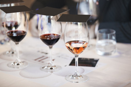 Anonymous Wine Sampling at Blind Tasting Eventの写真素材