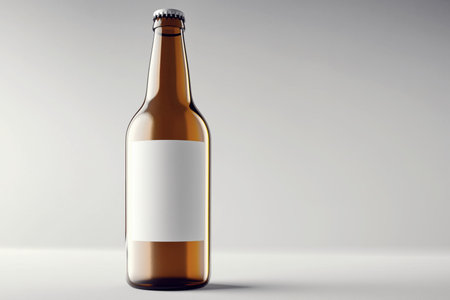 Brown beer bottle with blank label mockupの素材