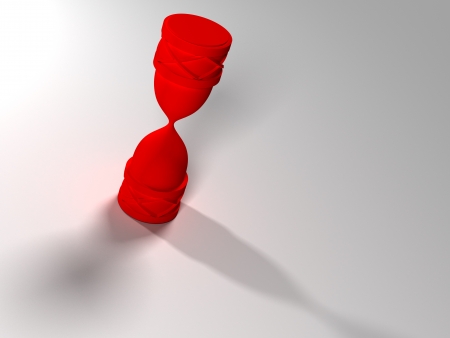 Red shape hourglass on white field  Soft shadows 