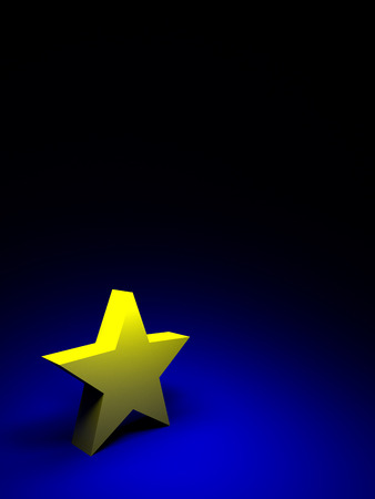 yellow star on dark blue backgroundの写真素材