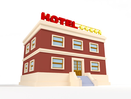 3d hotel on the white background, cartoon styleの写真素材