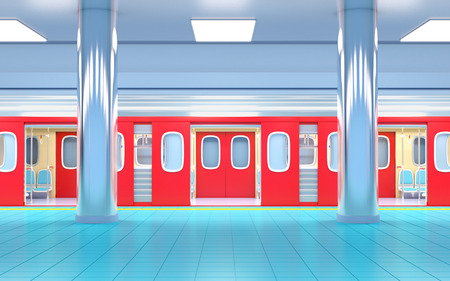 subway train on station sideの写真素材