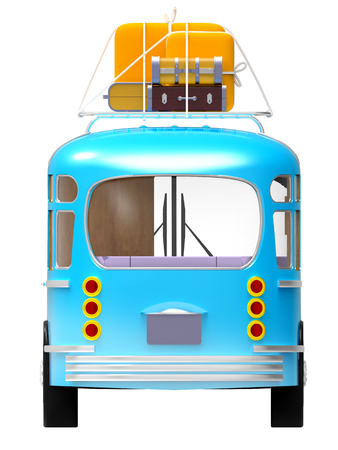 blue bus adventure backの写真素材
