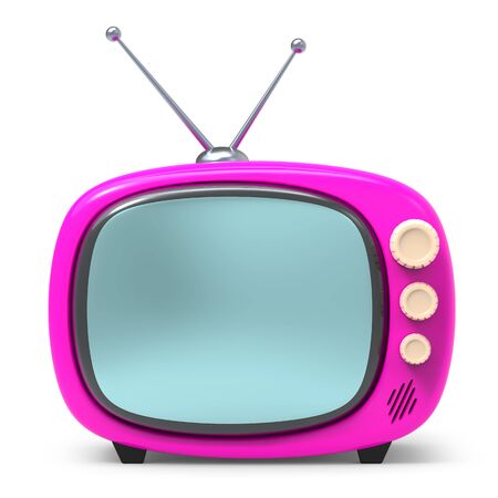 Old tv cartoon on whiteの写真素材