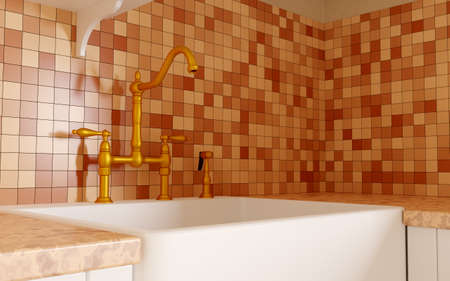 sink bronze vintage kitchenの写真素材