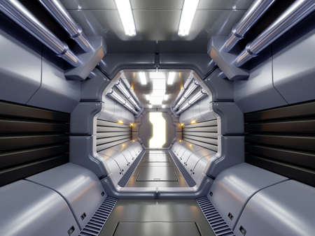 futuristic tunnel white plasticの写真素材