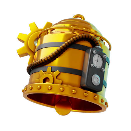 3d bell notification steampunk iconの写真素材