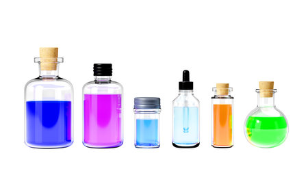set of medicine glass bottlesの写真素材