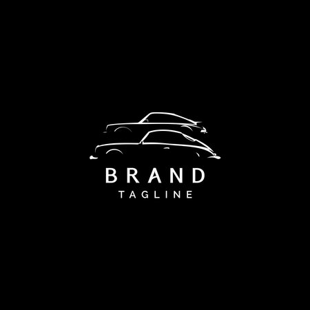 Two Classic Car Silhouette Logo Design. The silhouette of two generations of the legendary classic sports car from Europe.のイラスト素材